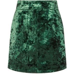 Sandro high waisted velvet green mini skirt XS